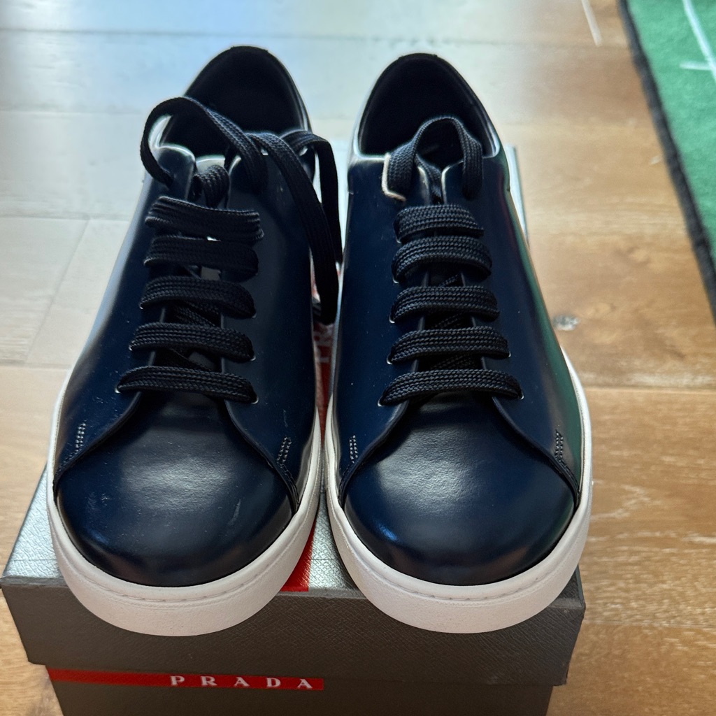 Prada Men's Navy And White Sneakers. Never Worn.